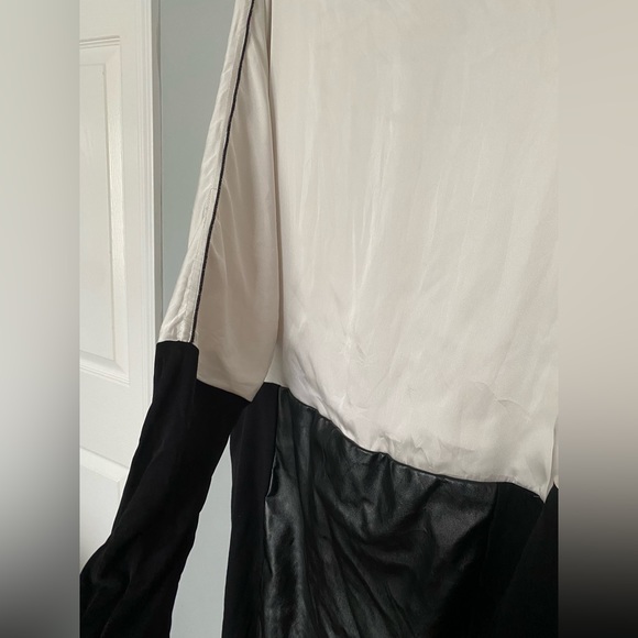 Long sleeve blouse with built in skirt - pleather like fabric and polyester top - Picture 3 of 6